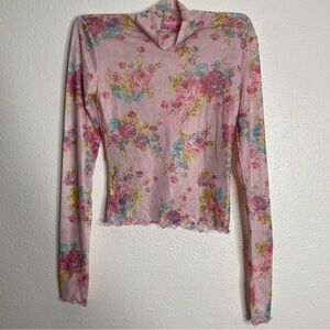 NWT‎ Sugar Thrillz Somebody's Angel Floral Mesh Crop XXS